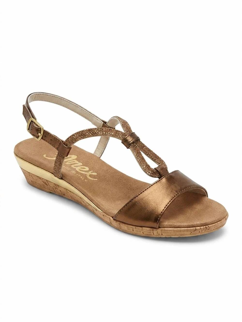 NEW ONEX women's malta 2 flat sandal in metallic bronze